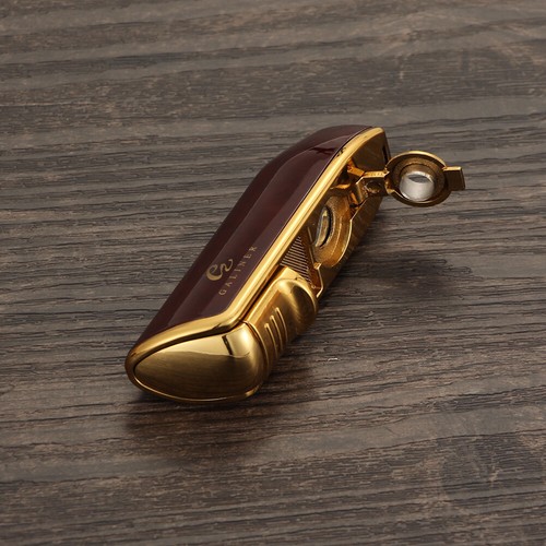 Vintage Red Torch Windproof Metal Cigar Lighter Pocket Punch Lighters 3 Flames - Picture 7 of 9