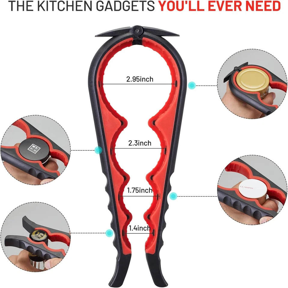 Jar Bottle Opener for Weak Hands, 4 & 5 in 1 Multi Function Non-Slip Lid Opener - Image 2 of 4
