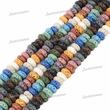 6 to 8mm Dyed Multicolor Lava Rondelle Spacer Loose Beads 16"
