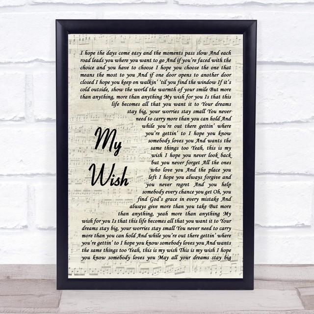 My Wish Song Lyric Vintage Script Quote Print | eBay