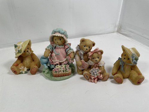 Cherished Teddies Bears & Flowers Set Of 4 Vintage Figurines