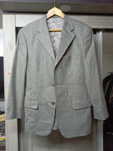 Vintage handtailored wool cashmere Bespoke classic 3 button gray suit 40R - Picture 2 of 17