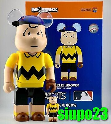 Medicom 400% + 100% Bearbrick ~ MLB × PEANUTS Be@rbrick Charlie Brown NY  Mets | eBay