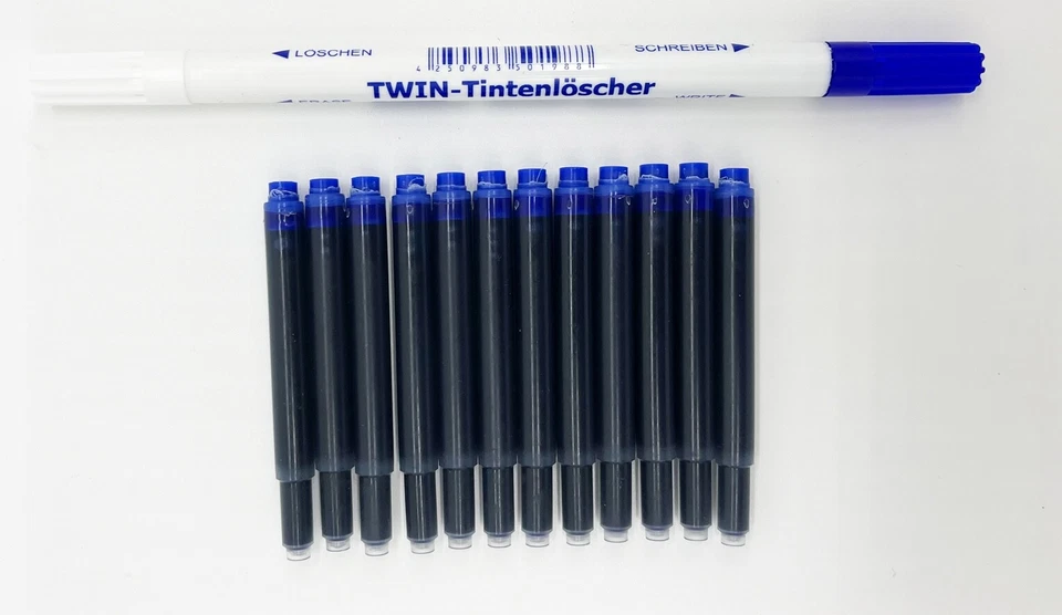 SCHOOL-MAXX 12 Universalpatronen + 1 Tintenlöscher Füller geeignet Lamy Pelikan Kombipatrone