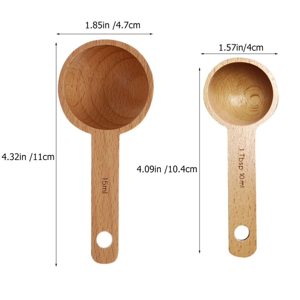 2 Pcs Compact Tea Scoop Wooden Spoon Measuring Ground Coffee Loose eBay