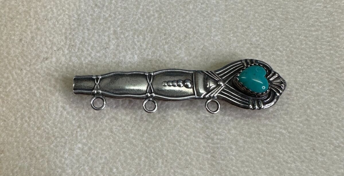 Marvelous Native American Navajo Turquoise Sterling Silver Toothpick Holder Marvelous Native American Navajo Turquoise Sterling Silver Toothpick Holder