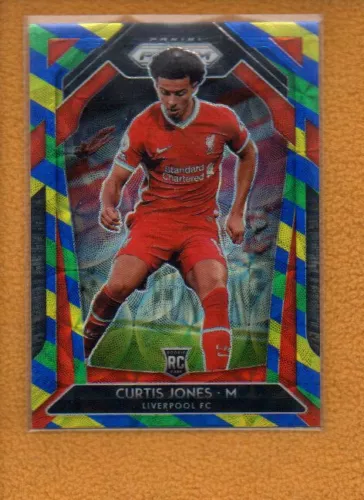 Curtis Jones 2020-21 Panini Prizm Premier Choice Blue Yellow Green RC #249