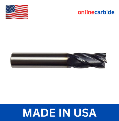 1/2'' Solid Carbide End Mill   4 Flute Stub Center Cutting   TiAlN Coated USA