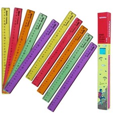 Image of 30cm 300 mm 12 inch COLOURED Ruler Shatter Resistant School Exam Measure Rulers