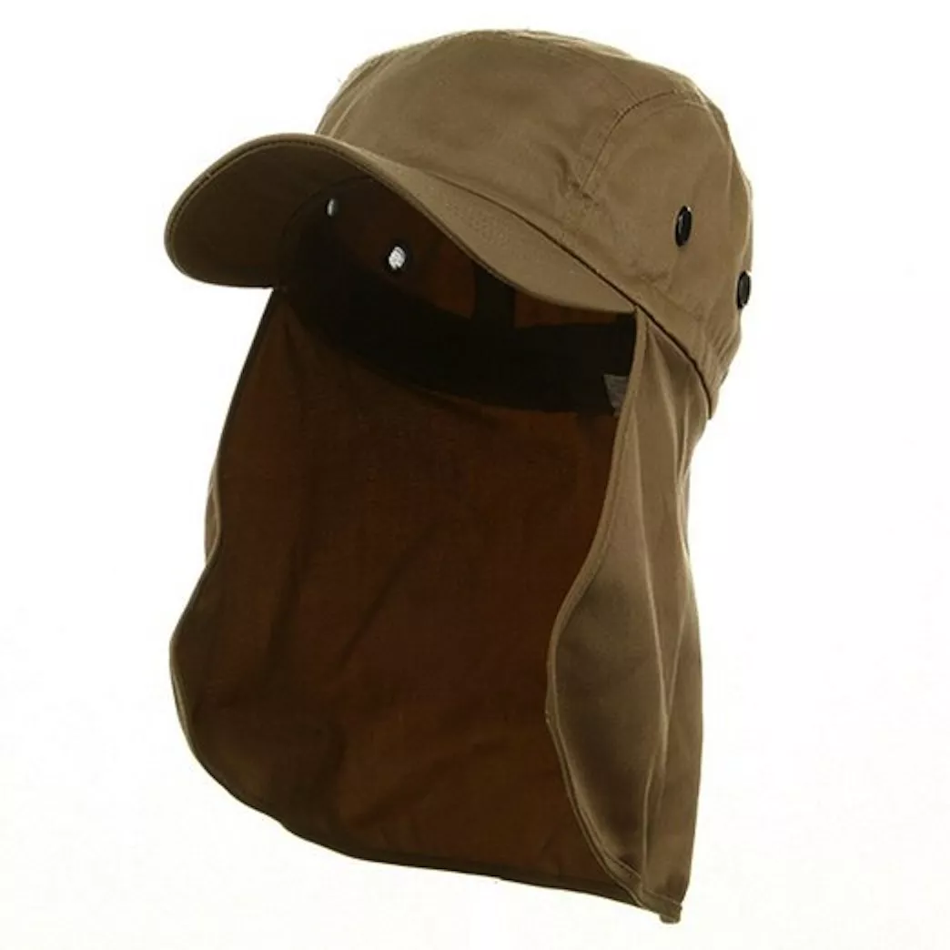 Sun Flap Hat with Neck Cover Curved Cotton Baseball Cap 10 Colors! Solid &  Camo