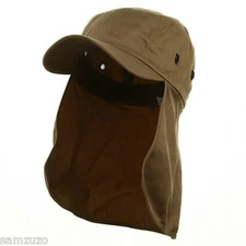 Sun Flap Hat with Neck Cover Curved Cotton Baseball Cap 10 Colors! Solid & Camo