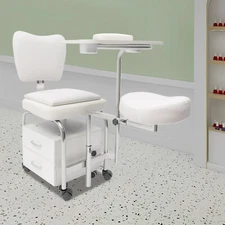 Manicure Pedicure Chair Adjustable Nail Desk Trolley Beauty Spa Massage Stool