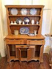 Vintage 1960s Solid Rock Maple Wood 2-Piece China Cabinet Hutch — photo 4