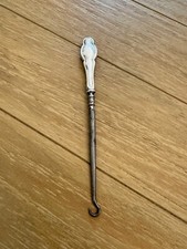 Antique Hallmarked Sterling Silver Handle Button Hook w/ Plain Design