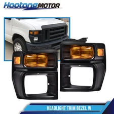 Fit For Ford E150 E250 E350 Headlight Trim Bezel &Parking Turn Signal Light Lamp