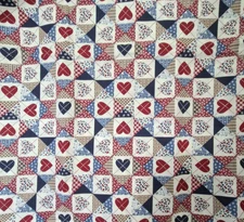Fabric Traditions Fabric Mini Cheater Patchwork Hearts 1" sq. Fabric 1 Yd x 44"