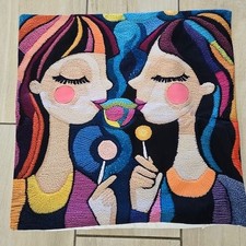 Decorative Pillow Cover 17x17”| Colorful Abstract Portrait Print | NWT