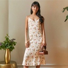 Reformation Chianti Floral Slip Midi Dress Cream NWT Size Small Wedding Guest