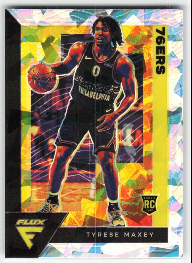 2020-21 Panini Flux Fanatics Silver Cracked Ice Tyrese Maxey RC #208
