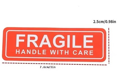 20 Stück FRAGILE ZERBRECHLICH HANDLE WITH CARE Sticker Aufkleber 76x25mm