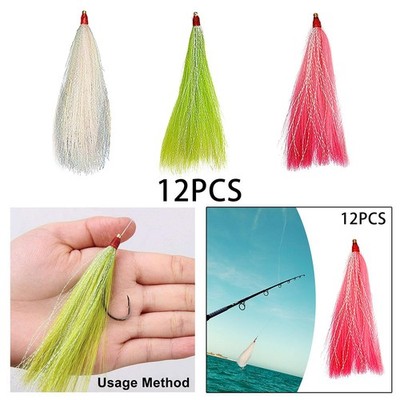 12pcs Fishing Ponytail Hair Teaser Slide Tube Professional Supplies Fishing