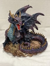 Novelty Inc Resin Dragon Figurine Statue Purple Sparkly Eyes 2003