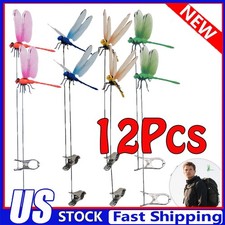 12 Fake Dragonfly Clips Clip on Dragonfly for Outdoors 3D Dragonfly Garden Decor