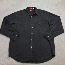 Levis Denim Shirt Adult Medium Black Western Rodeo Cowboy Wash Red Tab USA Mens