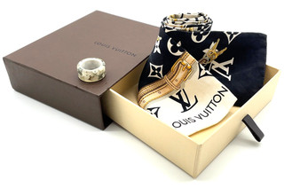 Auténtico Louis Vuitton Farandole 3g Anillo M65815/Bandeau M78656 Bufanda SETW/B BA020081