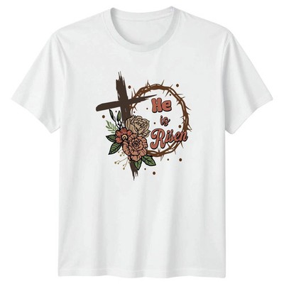  He Is Risen Easter Floral Christian Easter White T-shirt