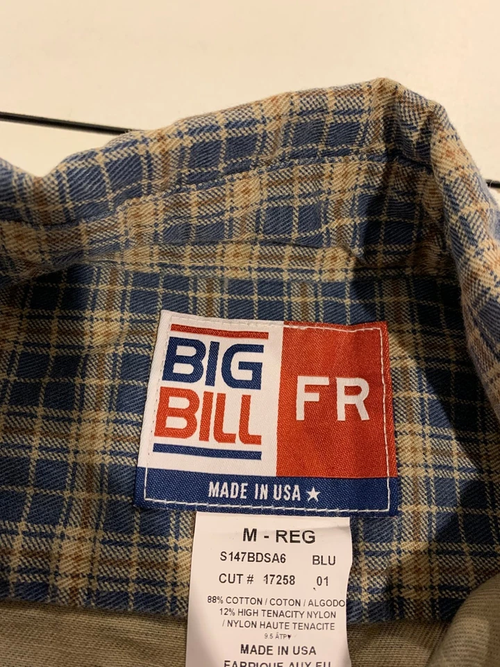 Big Bill FR Shirt Medium Plaid Flannel Work Fire Resistant Oil Field Offshore - Image 4 of 4