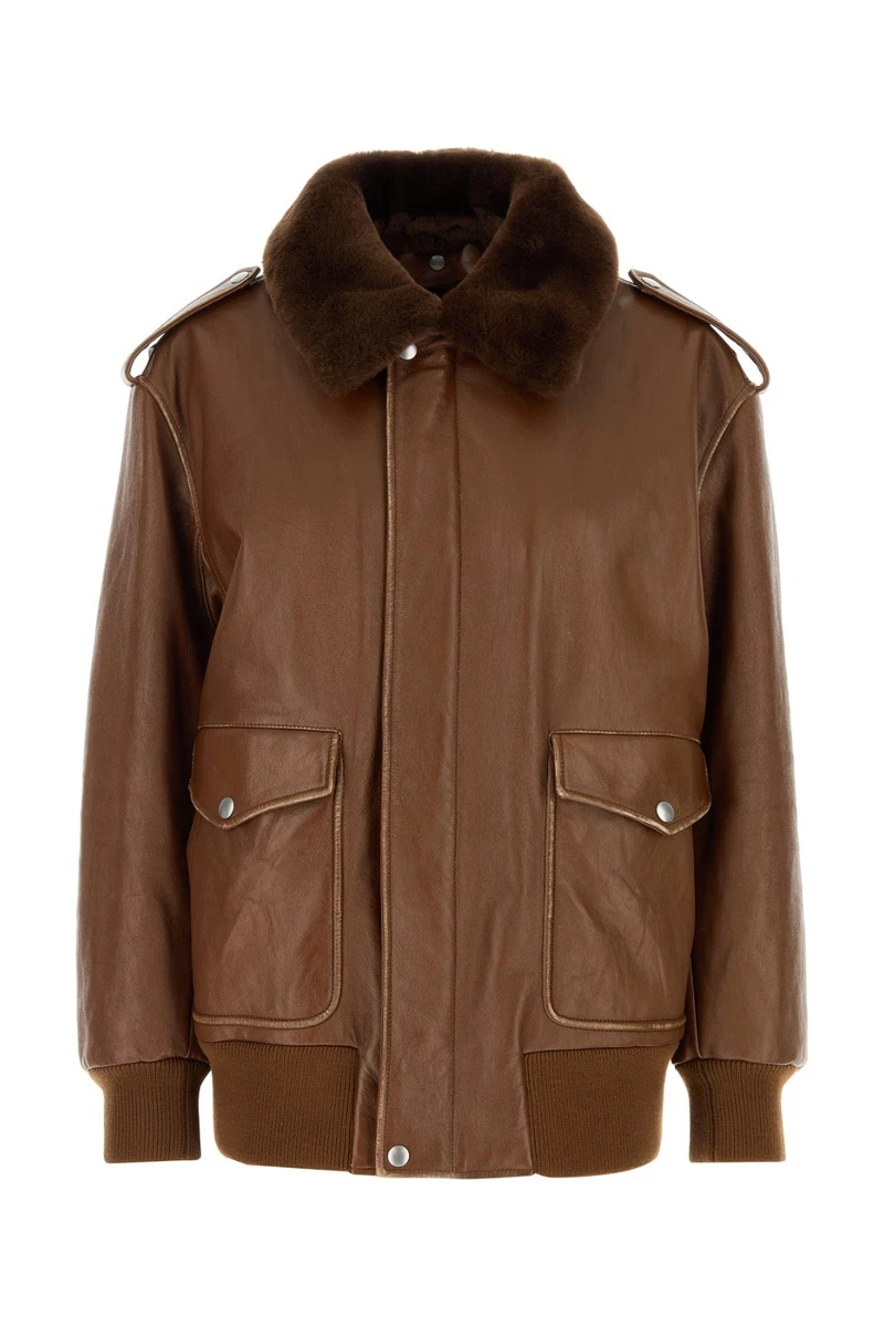 PRADA Leather Outer Shell Brown Coats, Jackets & Vests for Women