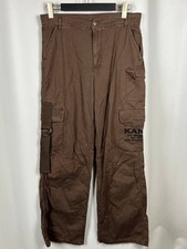 KARL KANI Brown Cargo Utility Baggy Loose Fit Streetwear Straps Pants Size L