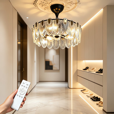Creative Crystal Chandelier with Remote Control for Bedroom Lighting 55cm