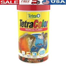 Tropical Fish Food Color Enhancing Flakes Clear Water Active Life Formula 2.2oz