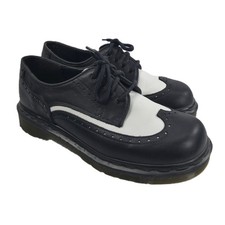 Dr Martens 5 Real leather Wingtip Black and White Rockabilly Shoes Brogue Oxford