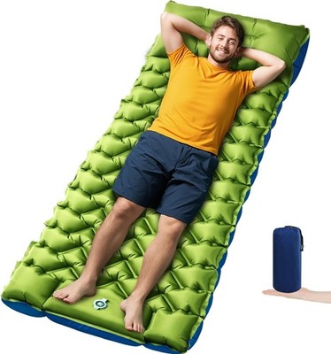 Camping Sleeping Pad, Ultralight Camping Mat with Pillow Built-in Foot Pump