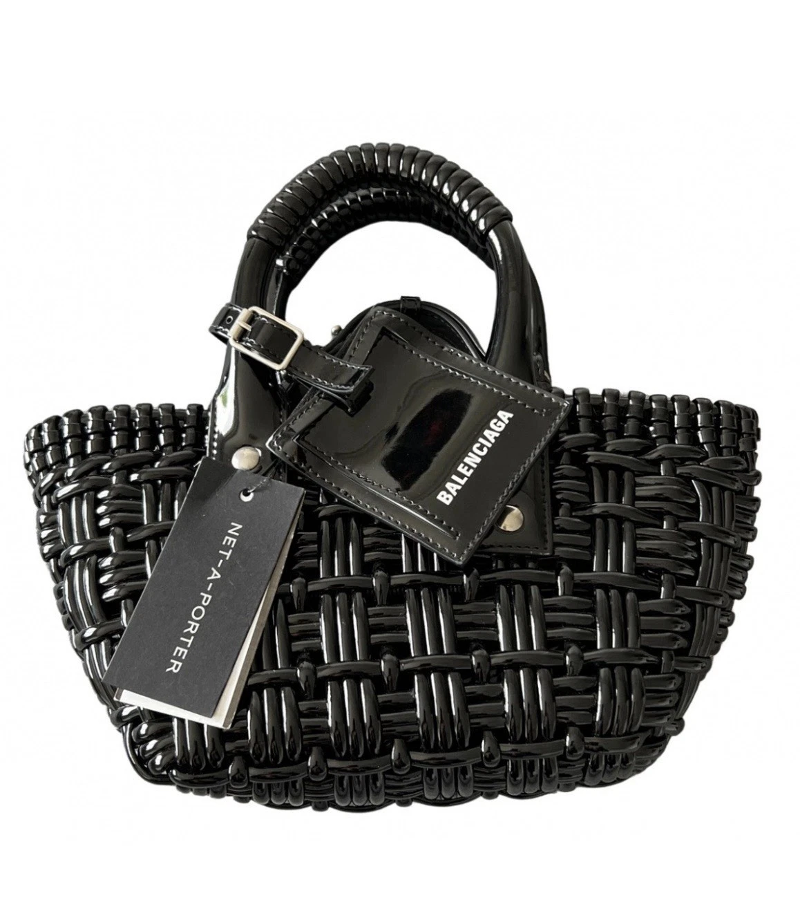 Balenciaga — BALENCIAGA BISTRO XS Basket Tote crossbody shoulder Bag 671342 patent leather