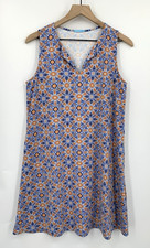 J Mclaughlin Dress Womens Medium Blue Orange Resort Coastal Preppy Sleeveless