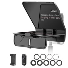 T5 Teleprompter for Smartphone Tablet DSLR, 49-82mm Rings, Bluetooth Remote