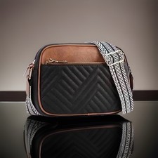 New Vegan Leather Crossbody Purse Handbag with Removable Woven Strap Bag Retro