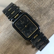 Vintage Seiko Women 7320-5969 Fashion Two Tone Rectangular  Quartz 18mm Watch 7"