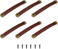 Box Leather Handles, Wooden Box Handle, Brown Antique Furniture Handles, Vint...