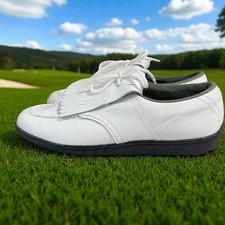 Vintage Ray Floyd Golf Shoes White Leather Fringe Classic Retro Gorpcore 80s