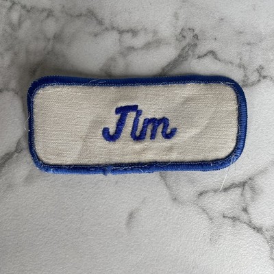 Vintage JIM Name Tag Work Shirt Job Uniform Embroidered Sew On Patch B11