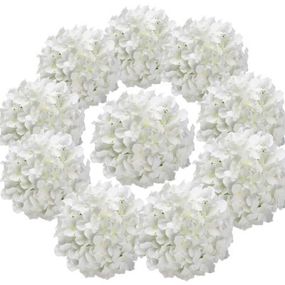Silk Hydrangea Heads Artificial Flowers Heads with Stems for Home Wedding Dec...