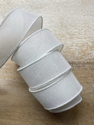 5 YARDS WHITE WIRE EDGE RIBBON 1 1/2'' Wide - EVERYDAY