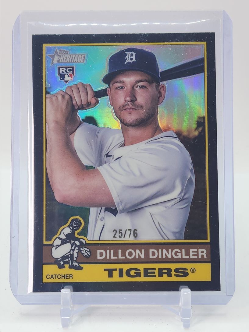 DILLON DINGLER 2025 TOPPS HERITAGE ROOKIE BLACK CHROME #130 RC /76 Q1001