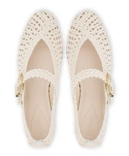 Zimmerman Reef Crochet Ivory Ballet Flat Maryjane sz36
