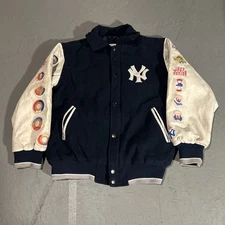 G-III MLB New York Yankees World Series Button Up Letterman Jacket - Youth M